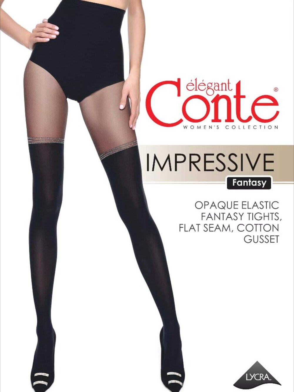 Conte Impressive 50 Den - Fantasy Opaque Women's Tights with Imitation Golfs
